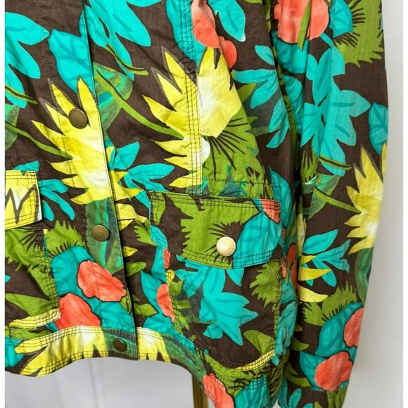 Chicos Tropical Print Women's Jacket Size 3 Vibrant Floral Lightweight - Picture 3 of 5